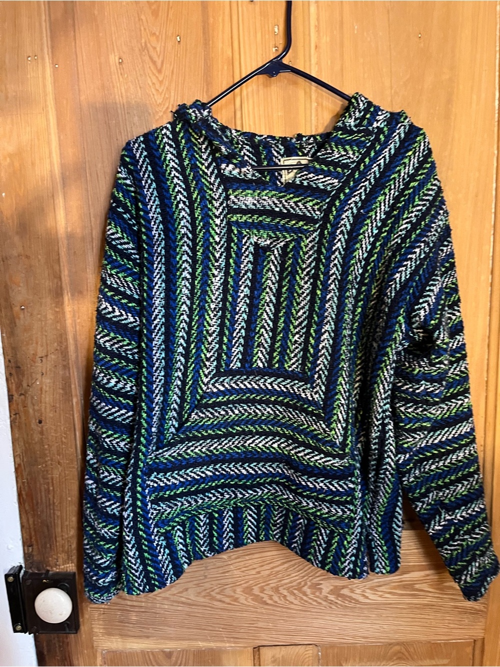 Baja Joe Striped Knit Hooded Pullover in Blue & Green